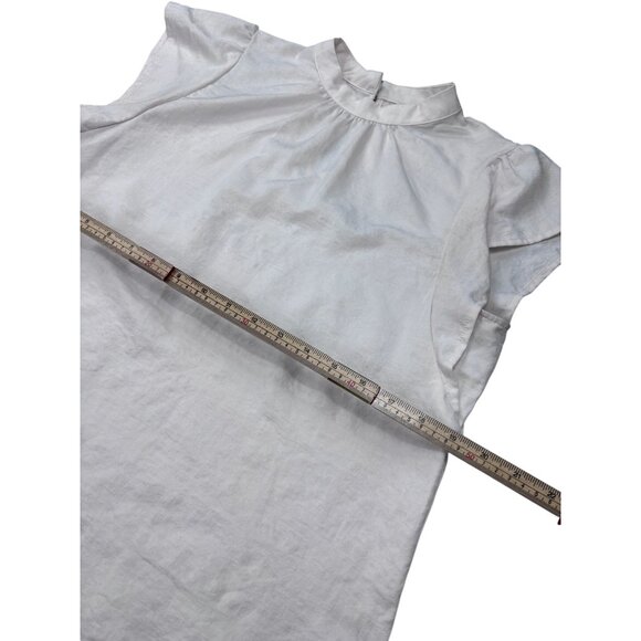 Nine West Womens White Cream Flutter Sleeve Blouse Keyhole Back Lightweight Size - Picture 8 of 9